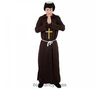 Medieval Monk Costume With Wig I Love Fancy Dress Brown XXL