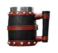 Medieval Mug | 600ml Creative Milk Mug | Imitation Wooden Barrel Beer Cup | Stainless Steel Vintage Beer Cup | Insulated Travel Tumbler | Portable Drinkware Mugs for Coffee Beverage
