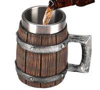 Medieval Mug - Imitation Wood Barrel Beer Mug | 600ml Wooden Beer Tankard Mug for Men | Antique Barrel for Men, Tankard Mug for Party Decoration, Gift in