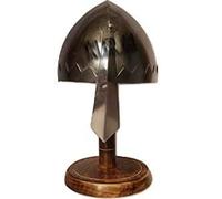Medieval Nasal Norman Helmet Costume Viking Reenactment LARP Helmet Silver Finish German Spartan Roman Helmet W/Wooden Stand