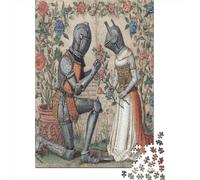 Medieval Painted Knight Holding A Rose Puzzle 70x50cm/1000pcs Puzzles, Die Für Erwachsene Und Personen Ab 14 Jahren Geeignet Sind