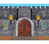 Medieval Party Decorations Castle Backdrop - 8x6ft Larger Size Non-Reflective Fabric Renaissance Wall Backdrop, Vintage Keepers of The Castle Background for Photo Studio, Birthday Theme Supplies