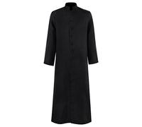 Medieval Priest Costume Long Sleeve Roman Clergy Pastor Cassock Robe Litergical Vestment Pulpit Monk Wizard Cosplay Halloween Uniform (30# Black, XL)