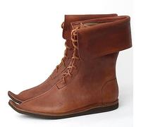 Medieval Prince Cosplay Boots - Mens Mid-Calf Boots - Viking Knight Lace Up Boots with Flat Lace - Festival LARP Shoes - for Cosplay (43)