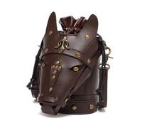 Medieval PU Leather Crossbody Bag Versatiles Vintage Horse Head Bucket Bag Drawstring Pouch for LARP and Leather Crossbody Bag