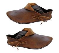 Medieval PU Leather Flat Bottom Shoes Steampunk Retro Casual Leather Ankle Boots Festival LARP Shoes Cosplay for Men Women (45)