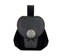 Medieval PU Leather Waist Bag Embossed Antique Style Fanny Pack Carnival Waist Bag, Black Section B