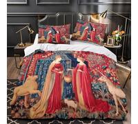 Medieval Queen Duvet Cover 3D Design Printed Machine Washable 3 Pieces Bedding Set Zipper fantasy Royal Scene Quilt Cover Hotel Quality All Season for Adults Kids Women Teens Youth King（220x240cm）