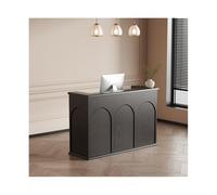 Medieval Reception Desk with Lockable Drawers Modern Retail Counter Dark Walnut Finish 100cm/39.4in Ideal for Businesses and Home Offices