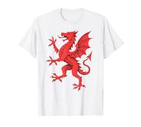 Medieval Red Dragon Rampant Wales Heraldic Mythical T-Shirt