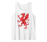 Medieval Red Dragon Rampant Wales Heraldic Mythical Tank Top