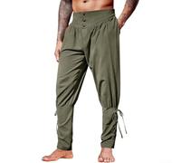 Medieval Renaissance Bandage Pants for Men with Gothic Pirate Cosplay Theme Trousers Built for Dynamic Movement and Themed Appearance (M Army Green)