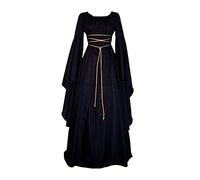 Medieval Renaissance Costumes for Women,Halloween Fancy Dress Costumes Vintage Gothic Elegant Traditional Costume Irish Victorian Princess Long Dress Palace Outfit Bellatrix Lestrange Witches Costume