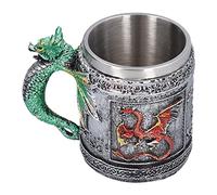 Medieval Renaissance Dragons Beer Stein Mug, Stainless Steel Drinking Tankard Mug Coffee Cup, Dragon Chalice, Novelty Gothic Gift Wine Glass for Dragon Collector Lovers Themed Party Decoration