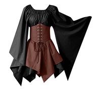 Medieval Renaissance Dress Granny Halloween Costume Victorian Style Dressing Gown Long Sleeve Maxi Dresses for Women UK Long Black Dress for Women Halloween Fancy Dress Costume
