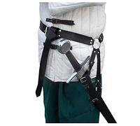 Medieval Renaissance Sword Belt Harness Rapier Sheath Holder Frog Sabre Scabbard Hanger Larp Knight Warrior Ring Knotted Sash, Medieval style (Black)