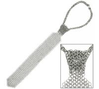 Medieval Renaissance Warrior Chain Mail Clothing, Aluminum Butted Neck Tie, Silver, Regular