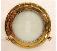 12" Brass Porthole Windows Glass Antique Nautical Boat Port Photo Frame Wall Decor