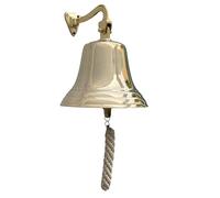 Medieval Replicas 12" H Vintage Solid Brass Bell Wall Mounted Ship Hanging Bell for Bar, Last Order, Reception, School, Outdoor, Indoor, Dinner & Church - Antique Bell - 6" Dia (With mounting Kit)