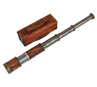 Medieval Replicas 16 Inch Antique Look Full Brass Working Telescope/Spyglass Replica Decorative Kids Scope in Leather Box