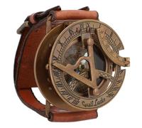 Medieval Replicas Brass Compass Studio Dennis Genuine Leather Sundial Bracelet