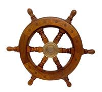 Medieval Replicas Brass Wheel Nautical Wooden Ship Wheel ECTORIA 12 inch, 12 in