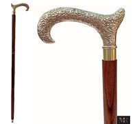Medieval Replicas Derby Walking Stick Cane - Canes and Walking Sticks in Natural Wood with a Brass Handle T Shape - Wooden Decorative Walking Cane Fashion Statement