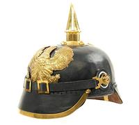 Medieval Replicas Imperial German Spiked Pickelhaube Officer Helmet- Black Leather & Brass