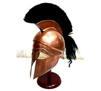 Medieval Replicas Medieval Greek Spartan Corinthian Helmet with Black Plume Ancient Armour Helmet Replica