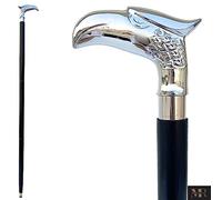 Medieval Replicas Natural Wooden & Brass Chrome Eagle Head Handle Walking Cane For Men & Women Gift.