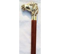 Medieval Replicas Wooden Walking Stick With Solid Fitted Brass Horse Head Simple Wooden Cane