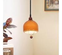 Medieval Retractable Dining Room Chandelier Lights Amber Glass Sconces Adjustable Height Hanging Lamp for(Warm Light)