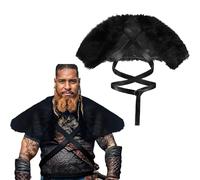 Medieval Retro Faux Fur Shawl Wrap for Men Viking Warrior Furry Shawl Shoulder Wrap with Leather Waistband Fancy Dress Short Cloak Cape Winter Cover Up Collar Stole Scarf for Halloween LARP Cosplay