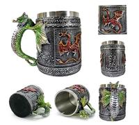 Medieval Roaring Dragon Beer Mug, Merchandise Beer Steins Viking Tankard Mug Stainless Coffee Cup Gift Mug for Dragon Collector