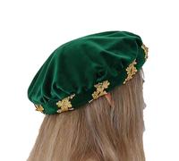 Medieval Roll Up Hat - Velvet Bonnet 59cm 8cm Embellished Gold Cap Vintage Style Headpiece for Stage Artists Fancy Dress Costume Accessory Fancy Role Play Pr