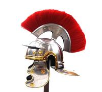 Medieval Roman Centurion Helmet w/Red Plume Armor Gladiator New Halloween Costumes Historically Classified Fully Wearable For Most Adults.