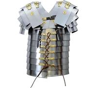 Medieval Roman Lorica Segmentata Armor - Handmade Steel & Brass Cuirass with Shoulder Guards - Historical Roman Legionnaire Body Armor for LARP, Reenactment & Cosplay