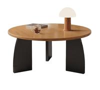Medieval Round Coffee TableThick Oak Top Sturdy Solid Wood Legs Wide LoadBearing Center Table for Living Room & Office Elegant Black Finish (90 x 42cm)