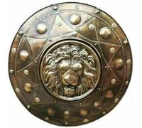 Medieval Round Warrior Shield Historical Lion Face Shield Steel Armor Shield Knight LARP Armour Shield Roleplay Costume Gift
