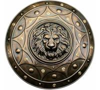 Medieval Round Warrior Shield Historical Lion Face Shield Steel Armor Shield Knight LARP Armour Shield Roleplay Costume