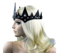 Medieval Royal Queen Crown Leather Princess Crown Gothic Spiked Tiara Viking King Cosplay Headpiece Accessories for Women