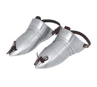 Medieval Sabatons - 18 Gauge Mild Steel Foot Armor with Adjustable Leather Straps - Articulated Knight Plate Armor