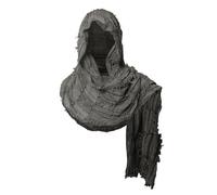 Medieval Scarf Cowl Men with Brooch, Post Apocalyptic Shawl, Viking Cowl Hood Cloak, Renaissance Hooded Shaw for Halloween Cosplay (Gray)
