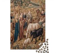 Medieval Scene with Cattle And Farm Jigsaw Puzzles Challenge Toy Educational Games Home Decoration for Adults& Teenager Age 14 Years Up 70x50cm/1000pcs