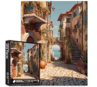 Medieval Seaside Town in Italy 1000 Piece Jigsaw Puzzles for Adults Medieval Architectural Art Puzzle Colorful DIY Puzzles for Home Decoration Gifts Family Puzzle Perfect for Game Nights 50×70cm