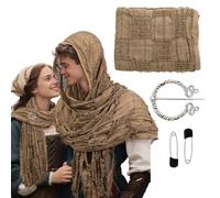 Medieval Shawl Hooded Scarf Wizard Cloak Renaissance Cowl Cape Tattered Viking Post Apocalyptic Costume Men Women