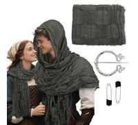 Medieval Shawl Hooded Scarf Wizard Cloak Renaissance Cowl Cape Tattered Viking Post Apocalyptic Costume Men Women