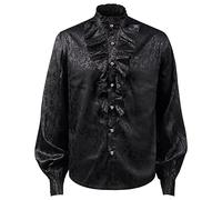 Medieval Shirt Men's Long Sleeve Victorian Ruffle Shirt Men's Elegant Steampunk Pirate Shirt with Buttons Gothic Renaissance Shirts Viking Clothing Linen Shirt Lace-up Shirt for Halloween and Carnival