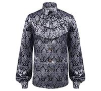Medieval Shirt Men's Long Sleeve, Victorian Ruffle Shirt with Buttons, Steampunk Pirate Shirt, Stand-Up Collar, Elegant Renaissance Shirts, Viking Clothing, Linen Shirt, Lace-Up Shirt for Halloween