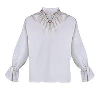 Medieval Shirt Men's Long Sleeve, Victorian Ruffle Shirt with Puff Sleeves, Steampunk Pirate Shirt with Lacing, Renaissance Shirts, Viking Clothing, Linen Shirt, Lace-Up Shirt for Halloween and